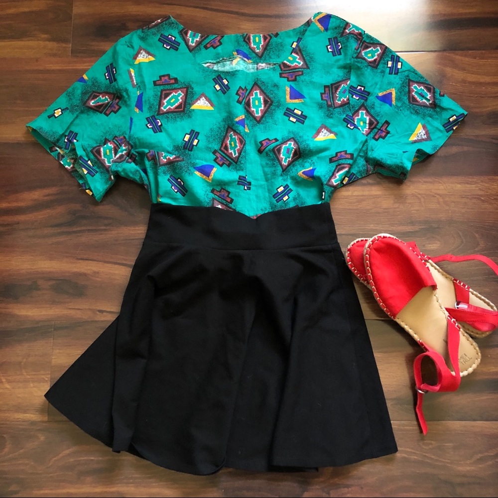 Vintage Funky Geometric Southwest Print Shirt